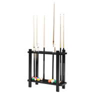 Classic Floor Billiard Pool Cue Rack - Black Finish